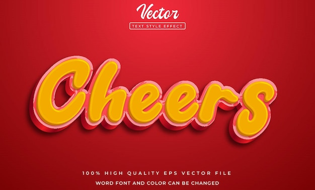 Editable cheers text effect 3d style