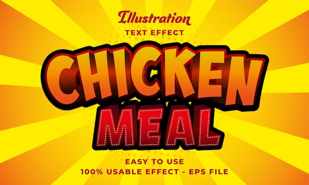 Vector editable chicken meal vector text effect with modern style design