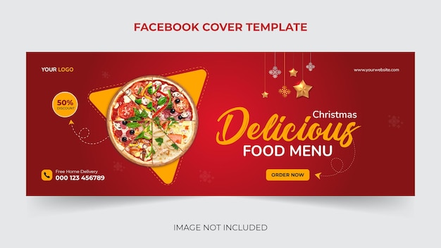 Banner modificabile del menu di cibo di natale modello di copertina di facebook per la promozione