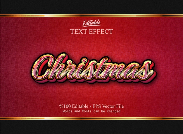 Editable christmas text effect on red background