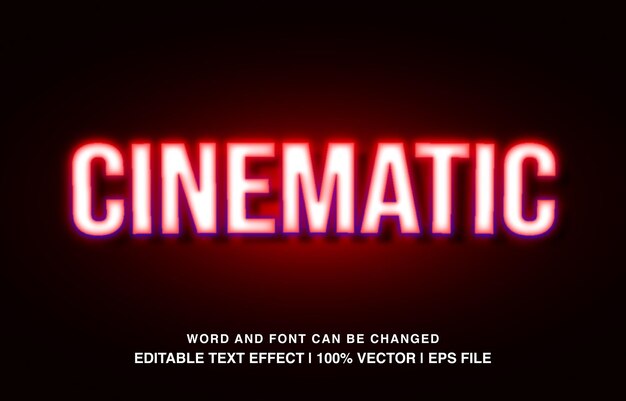 Vector editable cinematic red neon light typeface