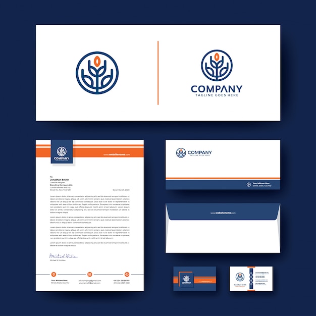Vector editable corporate identity with envelope, business card, and letterhead.