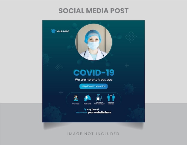 Editable covid19 social media post banner template design