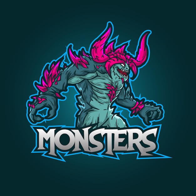 Vector editable and customizable sports mascot logo design, esports logo monsters gaming