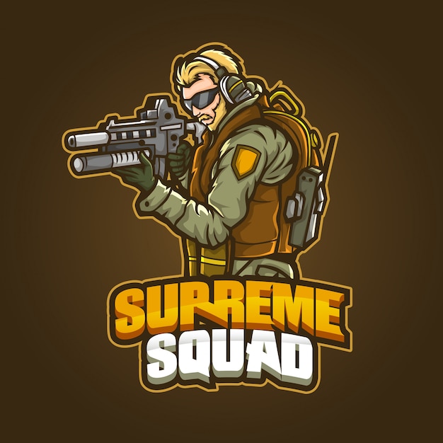 Vector editable and customizable sports mascot logo design, esports logo supreme squad