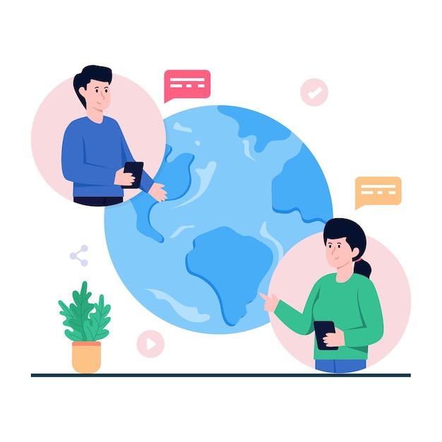 Vector editable design icon of global communication