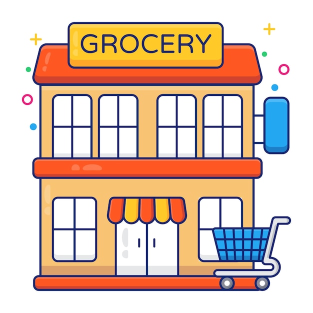 Editable design icon of grocery store