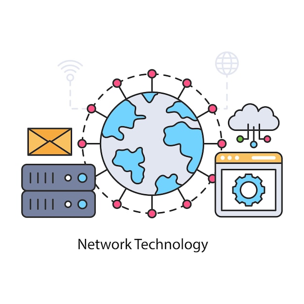 An editable design icon of network technology