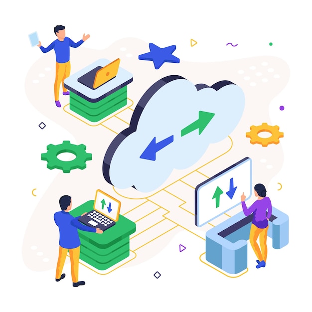 Editable design illustration of cloud data transfer