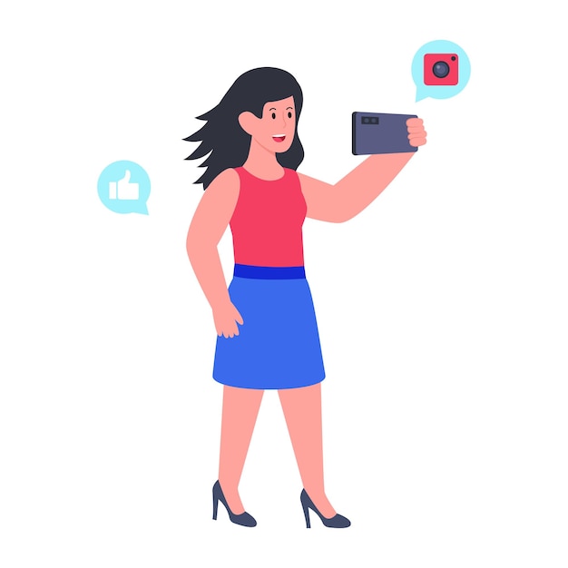 Vector editable design illustration of taking selfie