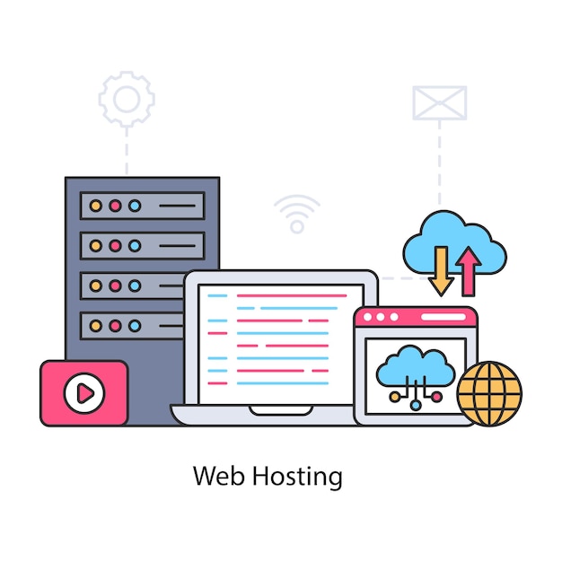 ウェブホスティングの編集可能なデザインイラスト