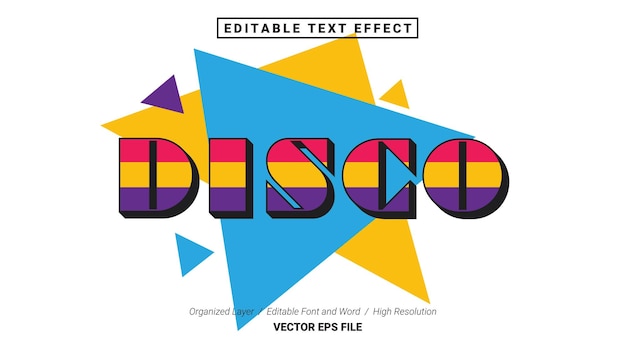 Editable disco font typography template text effect style lettering vector illustration logo