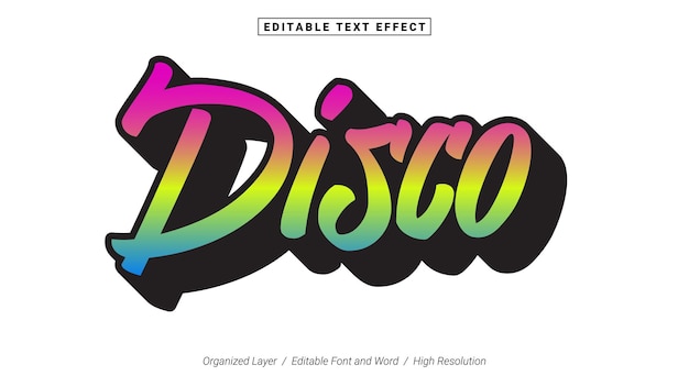 Vector editable disco font typography template text effect style lettering vector illustration