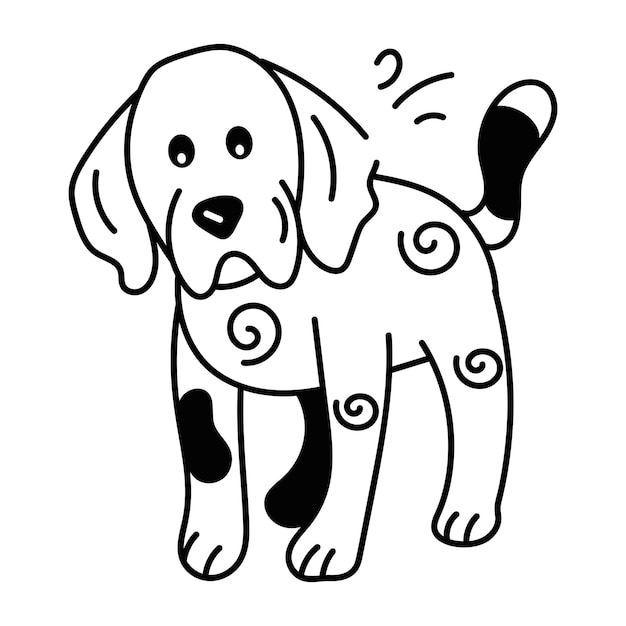 editable doodle icon of a pet puppy