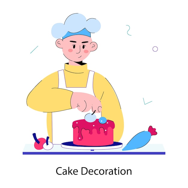 Vector editable doodle mini illustration depicting cake decoration