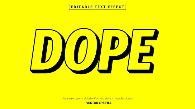 Редактируемый шрифт Dope. Стиль текстового эффекта шаблона типографии. Логотип векторной иллюстрации.