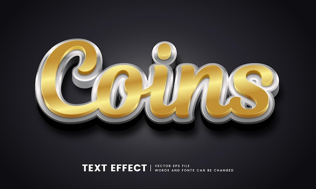 Editable elegant 3d gold and silver text effect elegant fancy font style