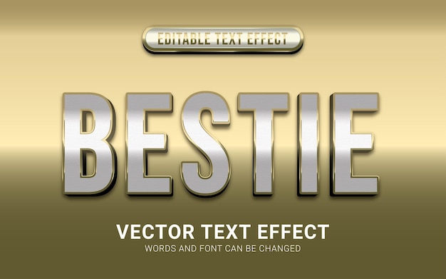 Вектор Редактируемый элегантный и сверкающий текстовый эффект с bestie text