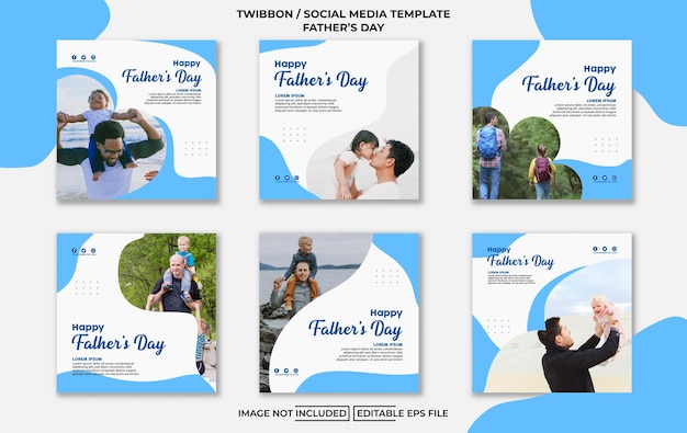 Editable fathers day social media instagram bundle set template