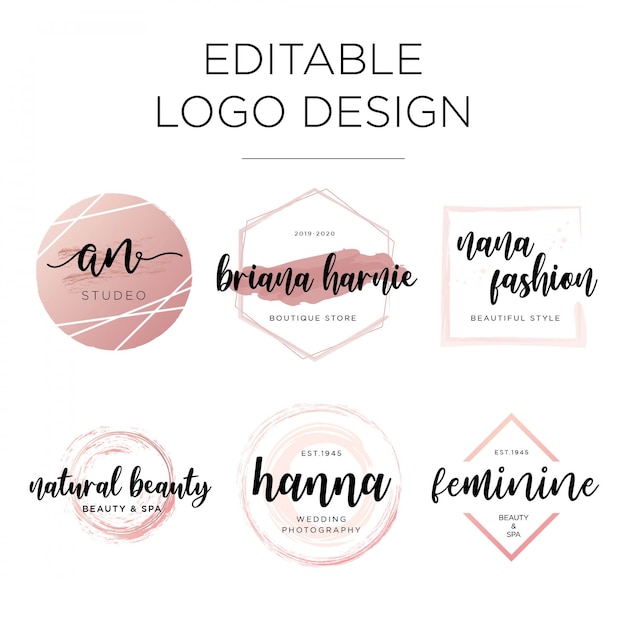 Vector editable feminine logo design template