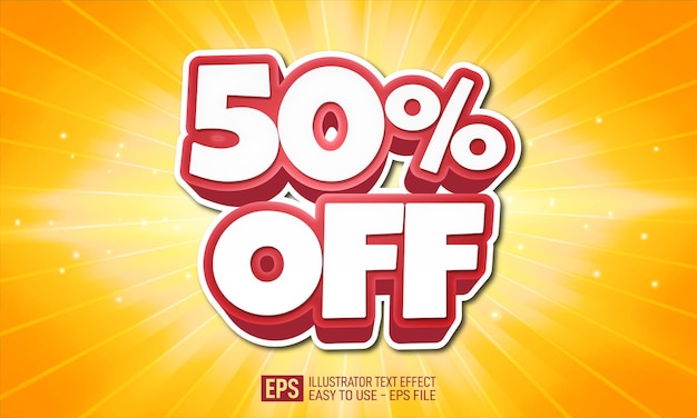 Editable fifty percent off promotion banner in yellow colors