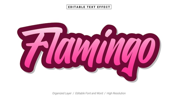 Vettore modificabile flamingo font tipografia modello testo effetto stile lettering illustrazione vettoriale