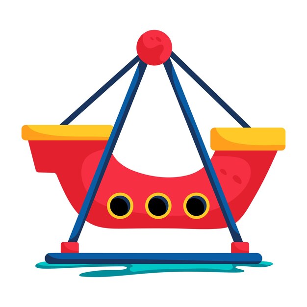 An editable flat icon of boat swing