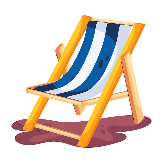 Editable flat icon design of deckchair