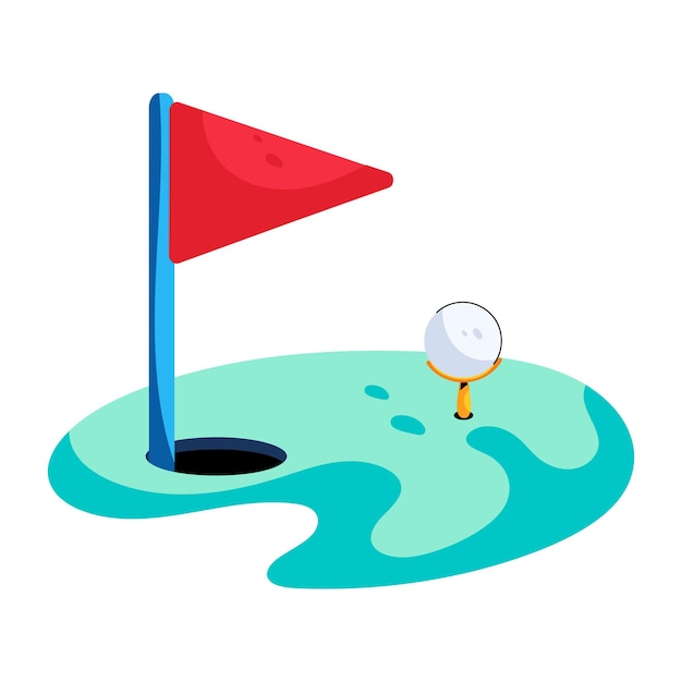 An editable flat icon of golf course