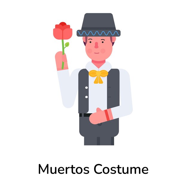Editable flat icon of muertos costume