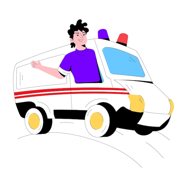 An editable flat illustration of ambulance