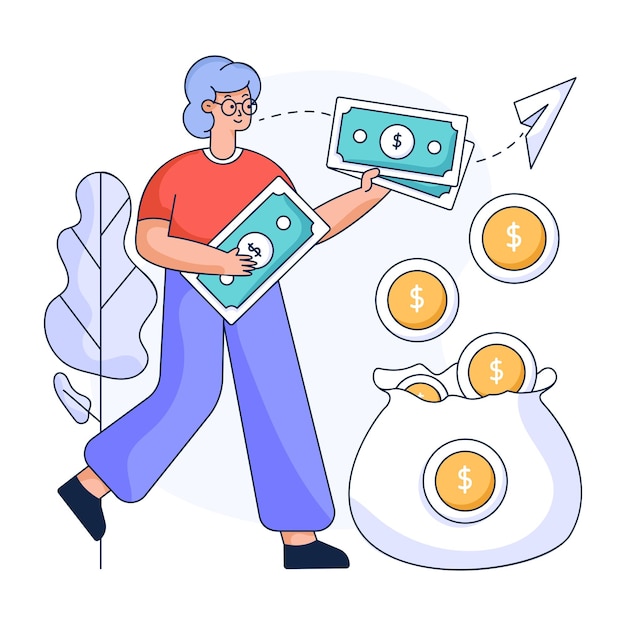 An editable flat illustration of earning