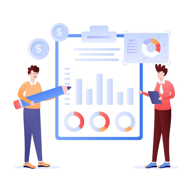 An editable flat illustration of finance manager