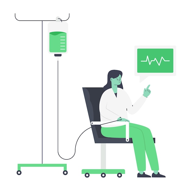 An editable flat illustration of intravenous treatment