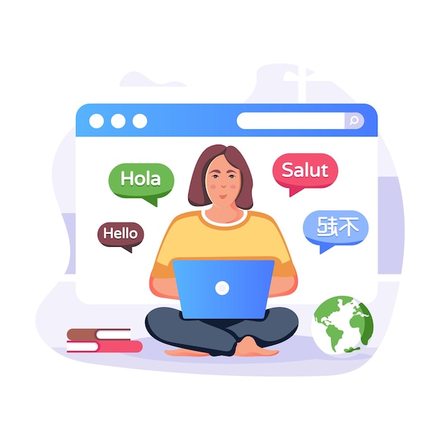 An editable flat illustration of mobile translator