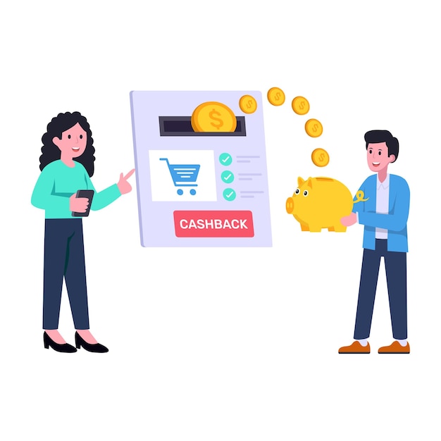 An editable flat illustration of money return