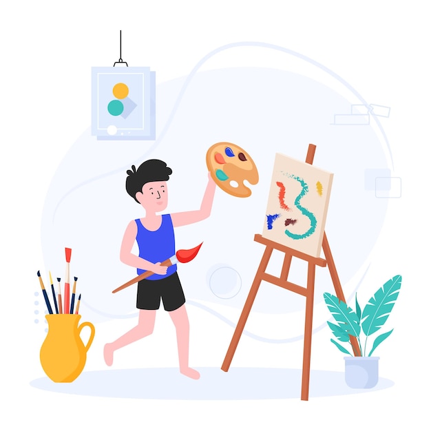 Editable flat illustration of painting