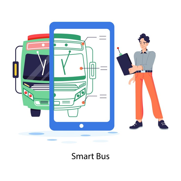 Vector an editable flat illustration of smart bus