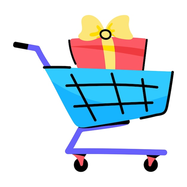 An editable flat sticker of gift shopping