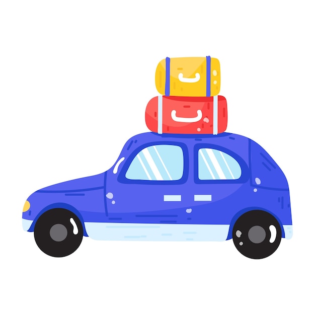 An editable flat sticker icon of travel car