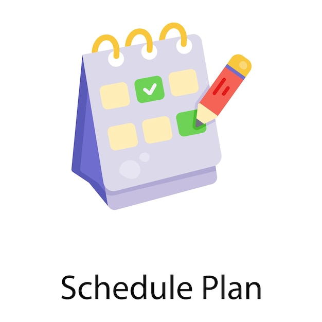 An editable flat sticker of schedule plan