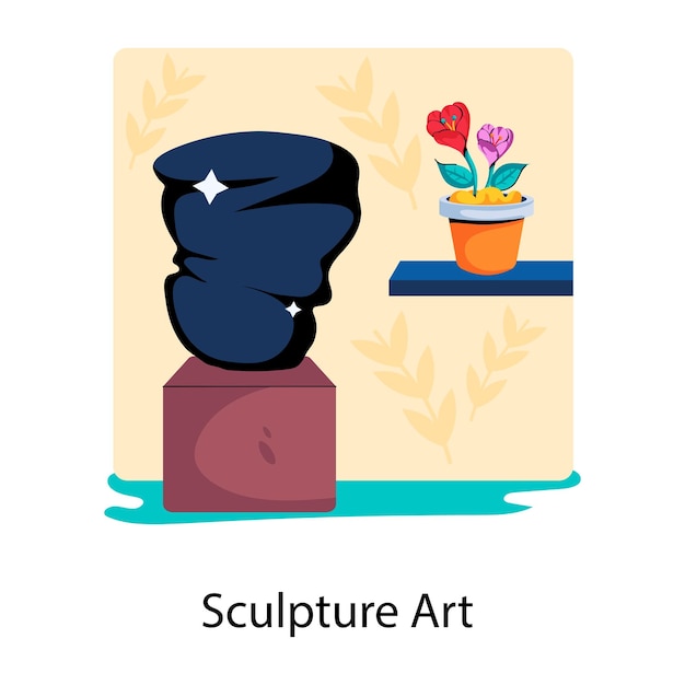 Editable flat style icon of sculpture art