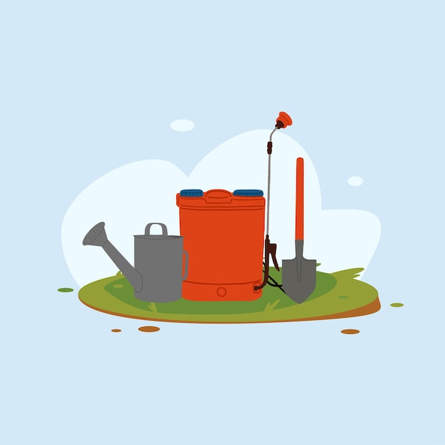 Vector editable flat vector design for farming equipment