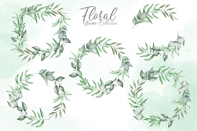 Editable floral frame collection with greenery foliage