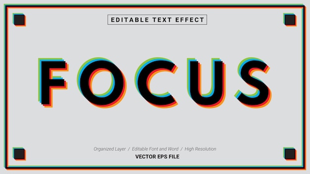 Редактируемый Фокус Типографии Шаблон Текстового Эффекта Стиль Надписи Векторные Иллюстрации Логотип