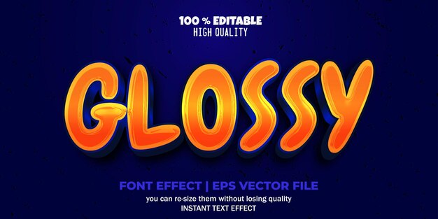 Editable font effect glossy text style