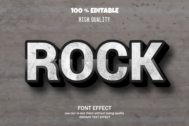 Editable font effect, rock texture bold text style