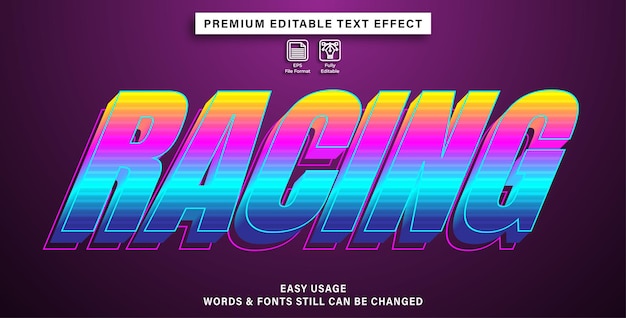 Editable font effect style racing