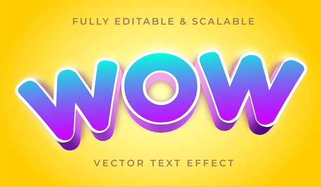 Vector editable font style wow text effect