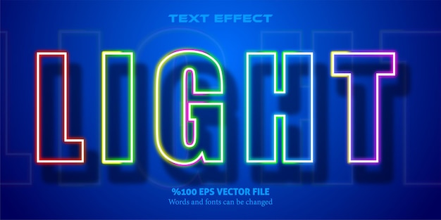 Editable font with technocratic neon nuance LIGHT